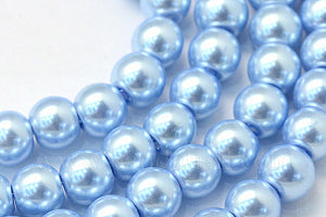 Glas Perlen mit Perlmutt Effekt, himmelblau, 12 mm (10 Stk.)