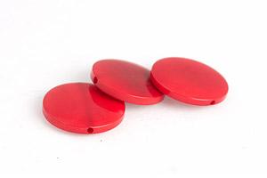 Tagua Perle, flach, rund, rot