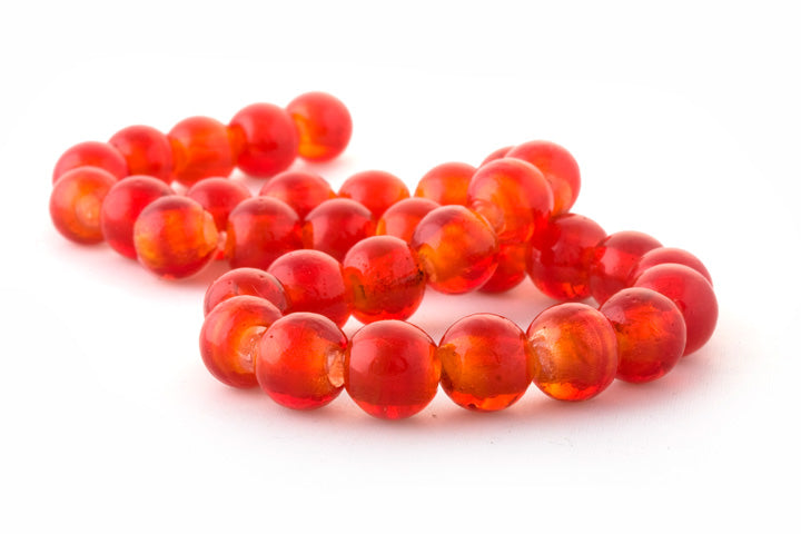 Glas Perlen, rot, 12mm (Strang/33 Stk.)