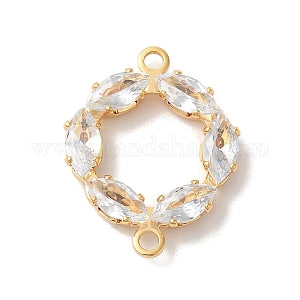 Ringverbinder mit klaren Zirkonia-Perlen, Metalll nickelfrei, vergoldet, 18K, 19 x 15 x 3 mm