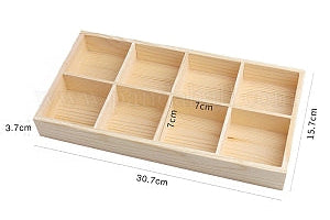 Perlenkistchen aus Holz mit 8 Fächern zur Aufbewahrung von Perlen, hell, 30,7 x 15,7 x 3,7 cm