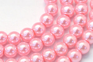 Glas Perlen mit Perlmutt Effekt, pink, 10–11 mm (10 Stk.)