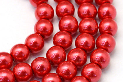 Glas Perlen mit Perlmutt Effekt, purpur rot, 10–11 mm (10 Stk.)