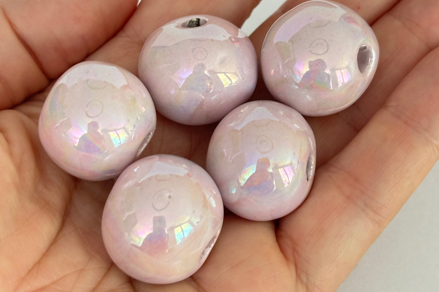 Keramik Perle, lila, 22mm