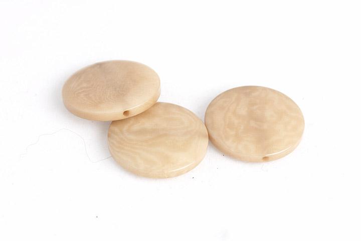 Tagua Perle, flach, rund, türkis