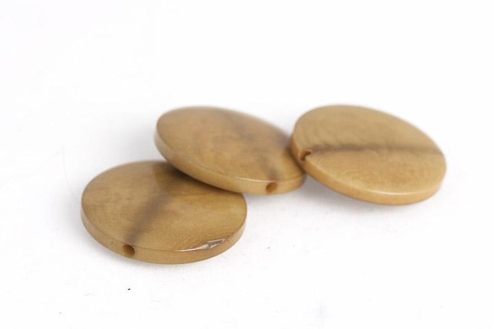 Tagua Perle, flach, rund, camel