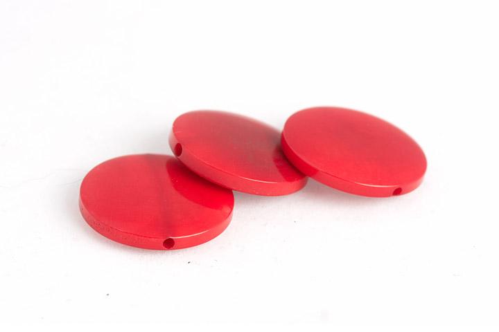 Tagua Perle, flach, rund, türkis