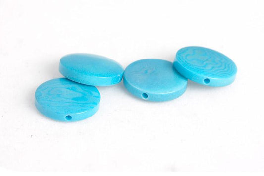 Tagua Perle, flach, rund, türkis