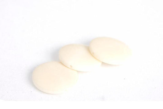 Tagua Perle, flach, rund, écru