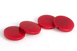 Tagua Perle, flach, rund, rot