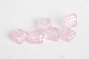 Glasperle, Silberfolie, quadratisch, rosa