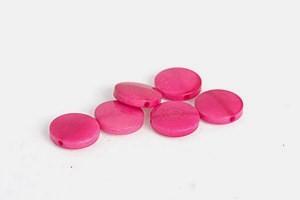 Tagua Perle, flach, rund, fuchsia