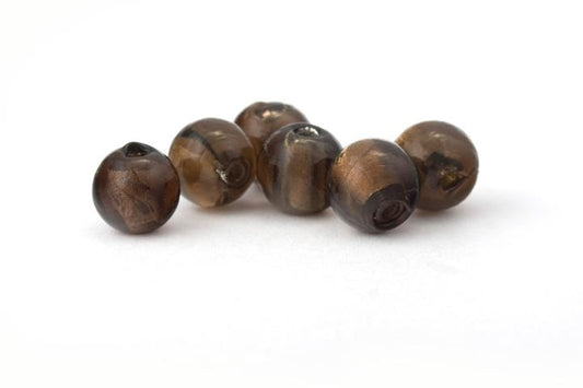 Glasperle, Silberfolie, rund, braun, 12mm