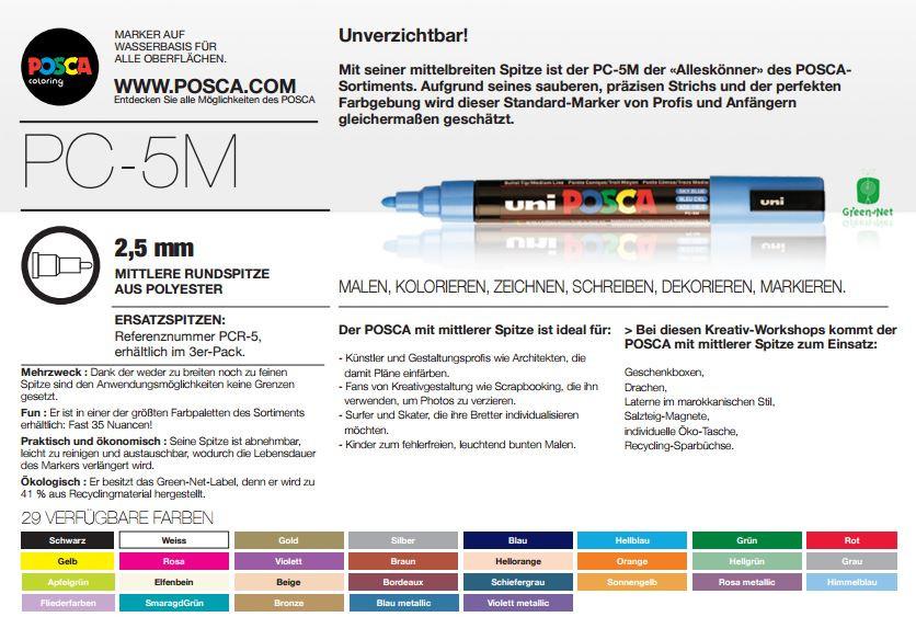 Posca Stift für Textil, Glas, Holz, Keramik etc.